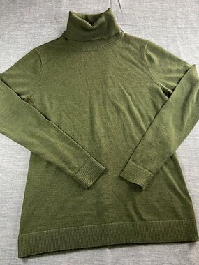 Pendleton Sweater Womens Green Medium Merino Wool Pullover Turtleneck Preppy
